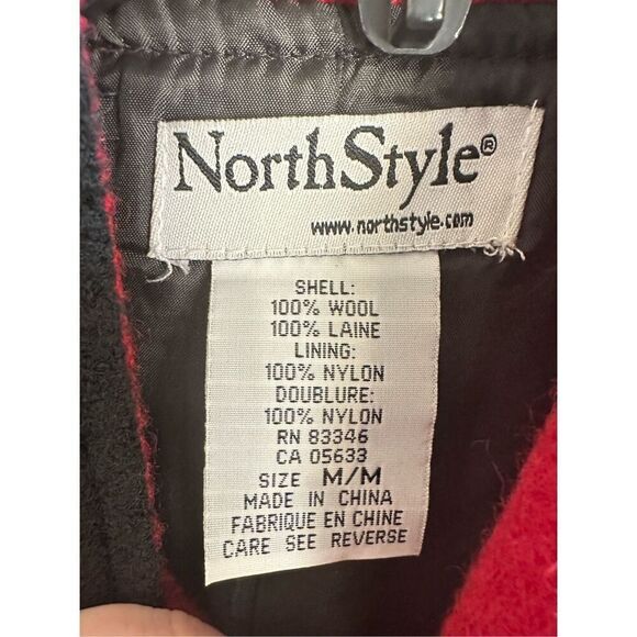 North Style EUC size M red / black wool jacket vintage - Picture 5 of 10